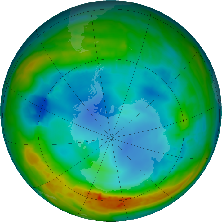 Antarctic ozone map for 03 August 2014